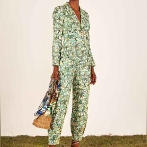 Farm Rio Mini toucans linen blazer jumpsuit size small